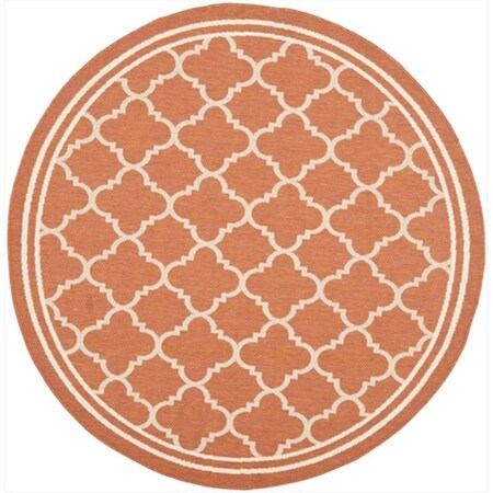 Safavieh 4 Ft. X 4 Ft. Round Indoor-Outdoor Courtyard- Terracotta And Bone- Machine Made Rug CY6918-241-4R